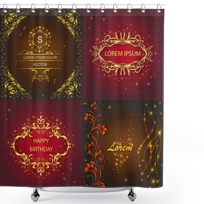 Personality  Set Floral Ornament Greeting Card Shower Curtains