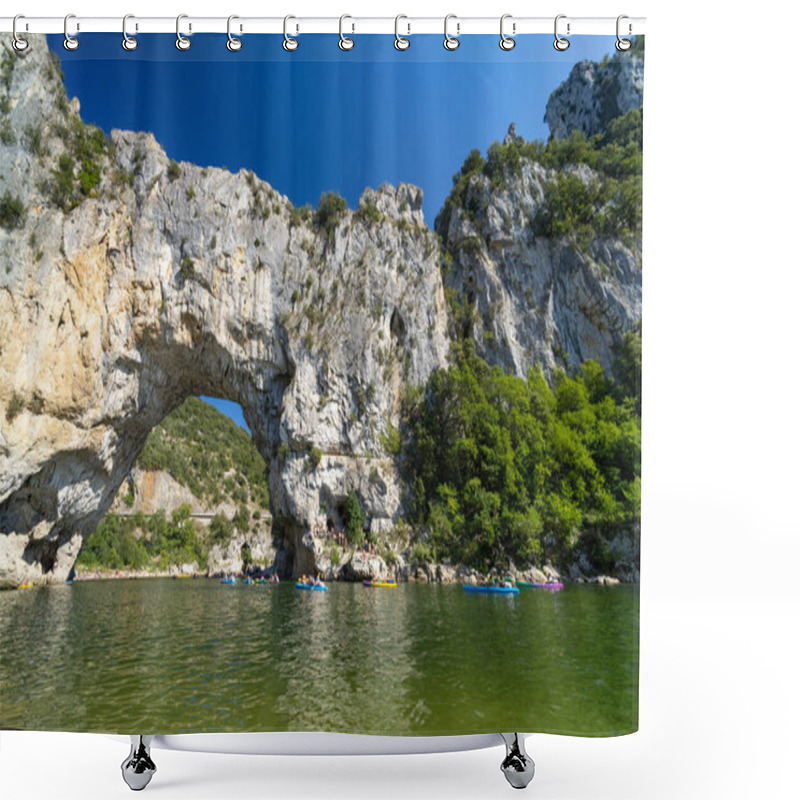 Personality  Pont D'Arc, Stone Arch Over Ardeche River, Auvergne-Rhone-Alpes, France Shower Curtains