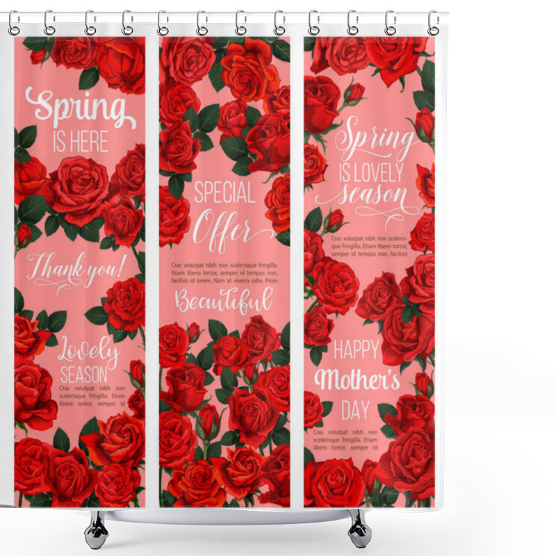 Personality  Rose Flower Banner For Spring Holiday Celebration Shower Curtains