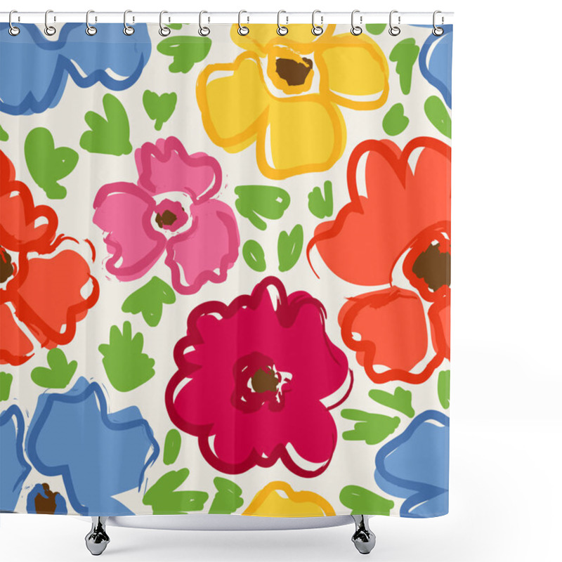 Personality  Seamless Pattern With Hand Drawn Flowers Shower Curtains