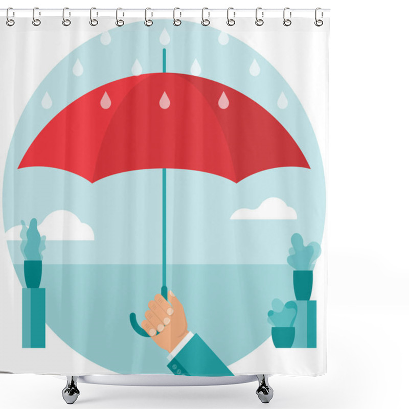 Personality  Hand Holding Red Umbrella Shower Curtains