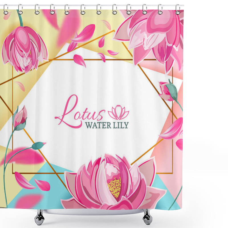 Personality  Frame On Background Of Pink Lotus Flowers Shower Curtains