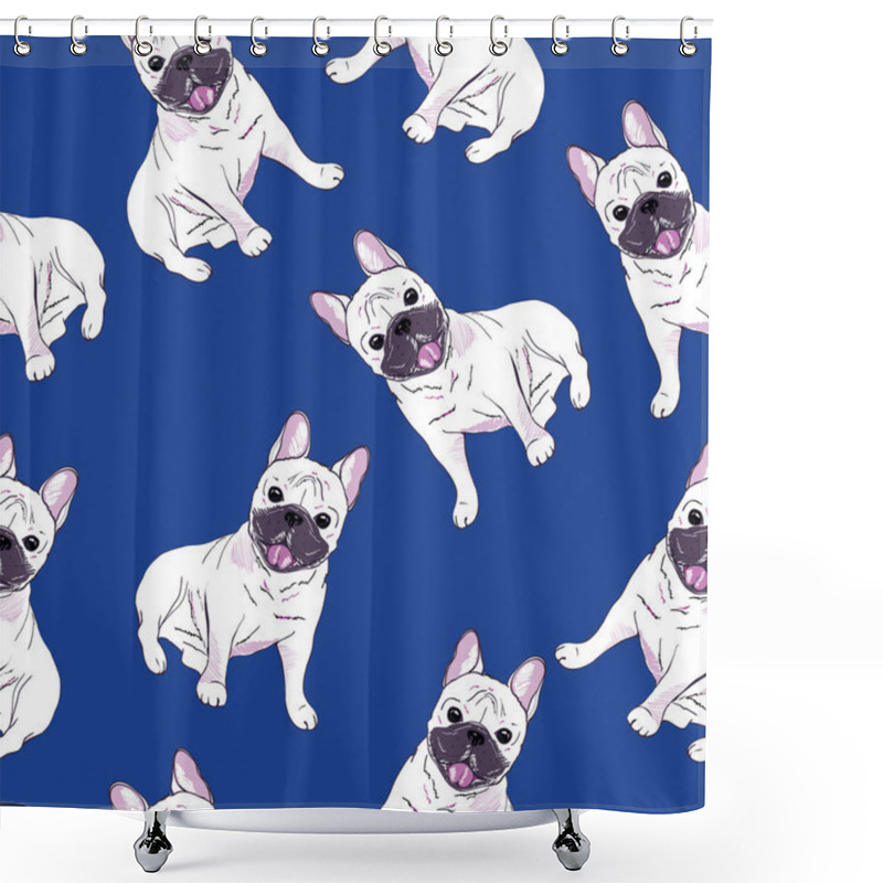 Personality  Bulldogs Seamless Pattern Shower Curtains