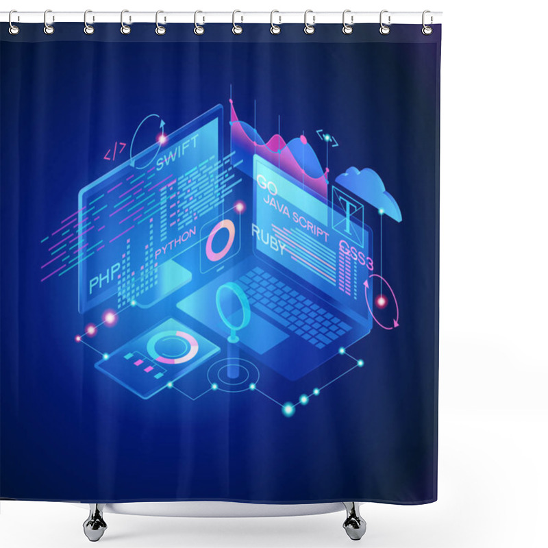 Personality  Programming Web Banner Shower Curtains