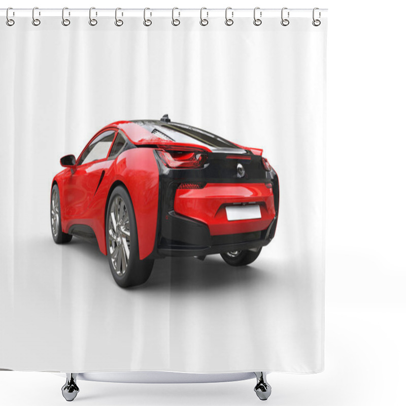 Personality  Modern Red Sports Car - Taillight View Shower Curtains