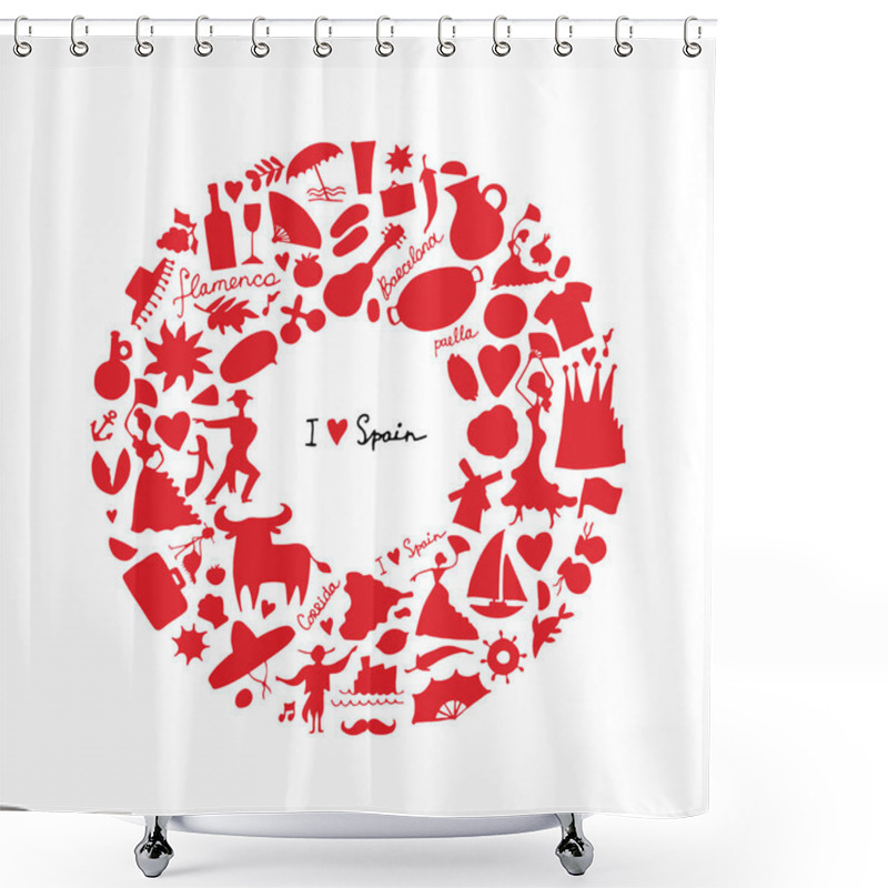 Personality  Spain, Icons Collection. Sketch For Your Design Shower Curtains