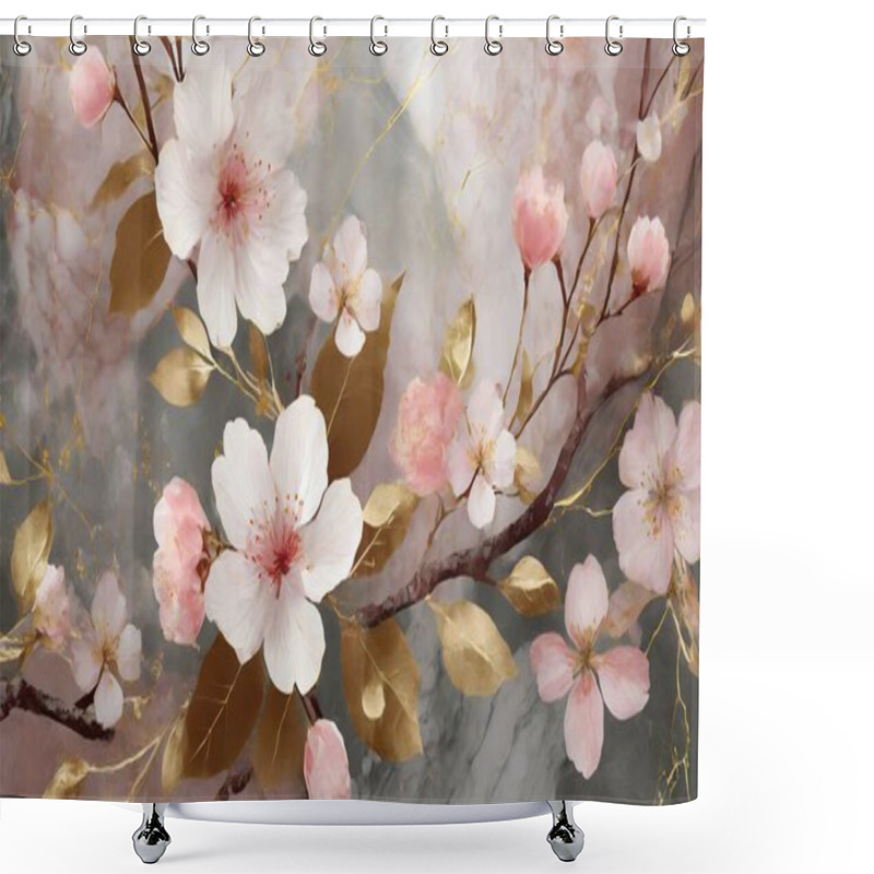 Personality  Refined Floral Harmony: Marble Texture Shower Curtains