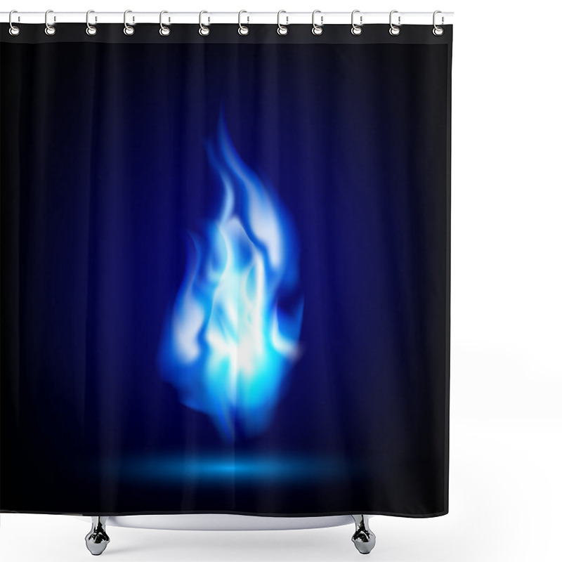 Personality  Blue Flame On A Black Background Shower Curtains