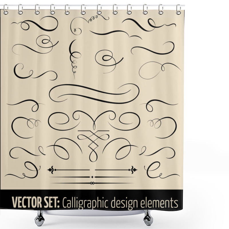 Personality  Vector Set Of Calligraphic And Page Decoration Design Elements. Elegant Elements For Your Design. Shower Curtains