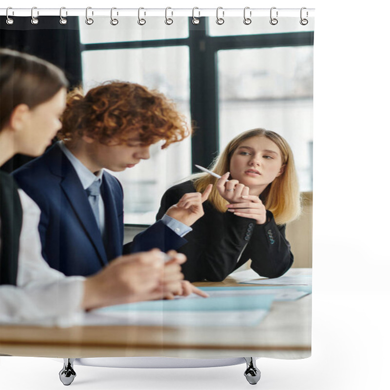 Personality  Teenagers Participate In A UN Model Conference, Engaging In Diplomatic Discussion. Shower Curtains