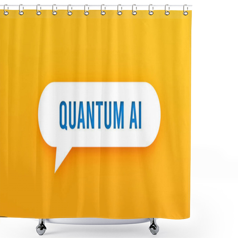 Personality  Quantum AI Text On Speech Bubble, Web Banner, Advanced Technology, Artificial Intelligence, Quantum Computing, Innovation, Modern Design, Future Tech, Clean Aesthetic, 3D Render. Shower Curtains