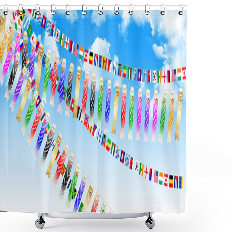 Personality  Carp Sky Landscape Childrens Day Background Shower Curtains