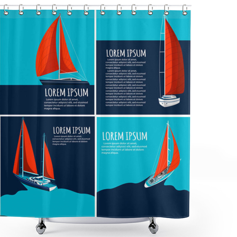 Personality  Yacht Club Flyer Design With Sail Boat Shower Curtains