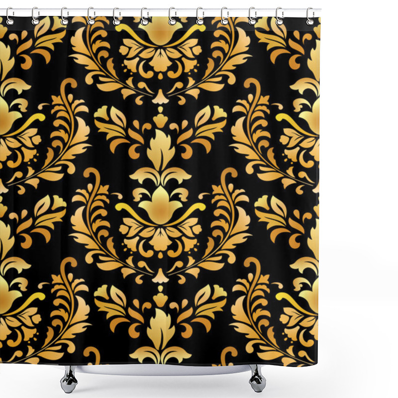 Personality  Gold Floral Pattern Shower Curtains