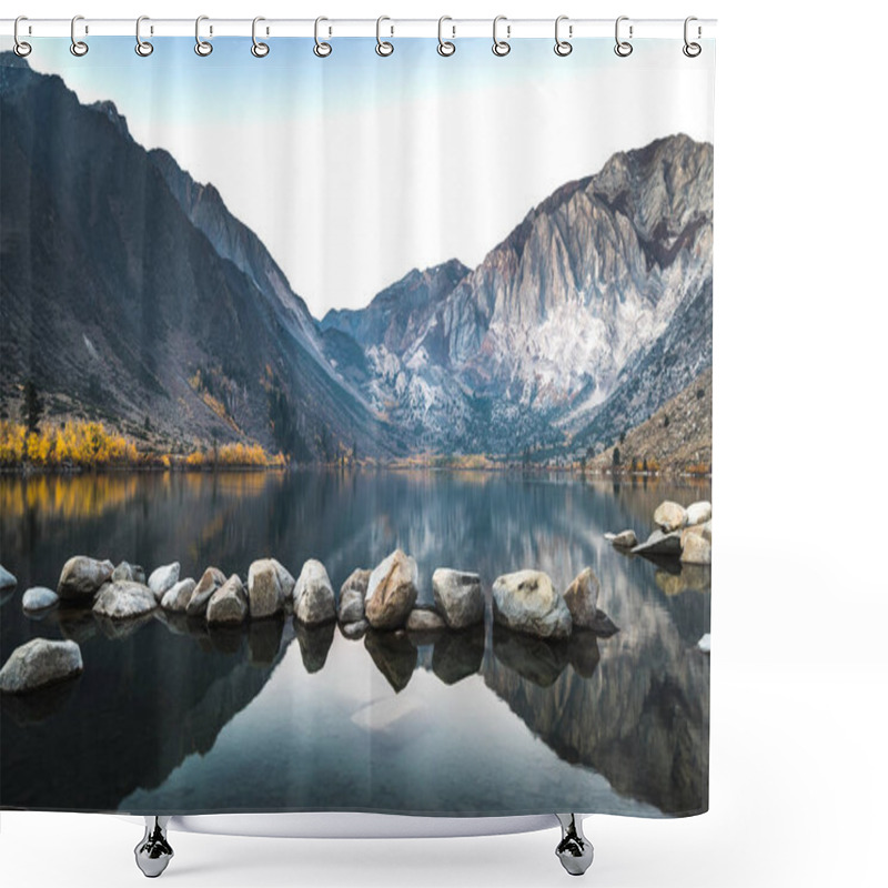 Personality  Long Exposure Sunrise Photo Of Convict Lake, An Alpine Lake In The Sierra Nevada Mountains Of California, With Alpenglow On The Mountain Peak On A Fall Morning Shower Curtains