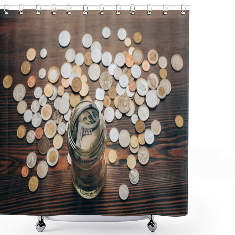 Personality  Glass Jar With Money Shower Curtains