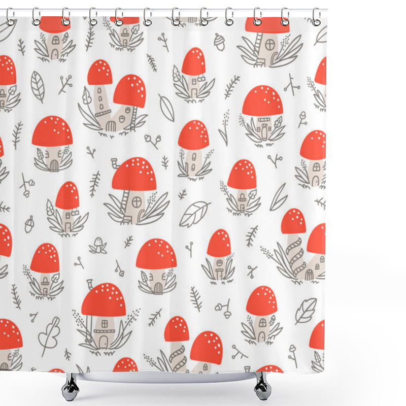 Personality  Mushroom Houses Pattern Shower Curtains