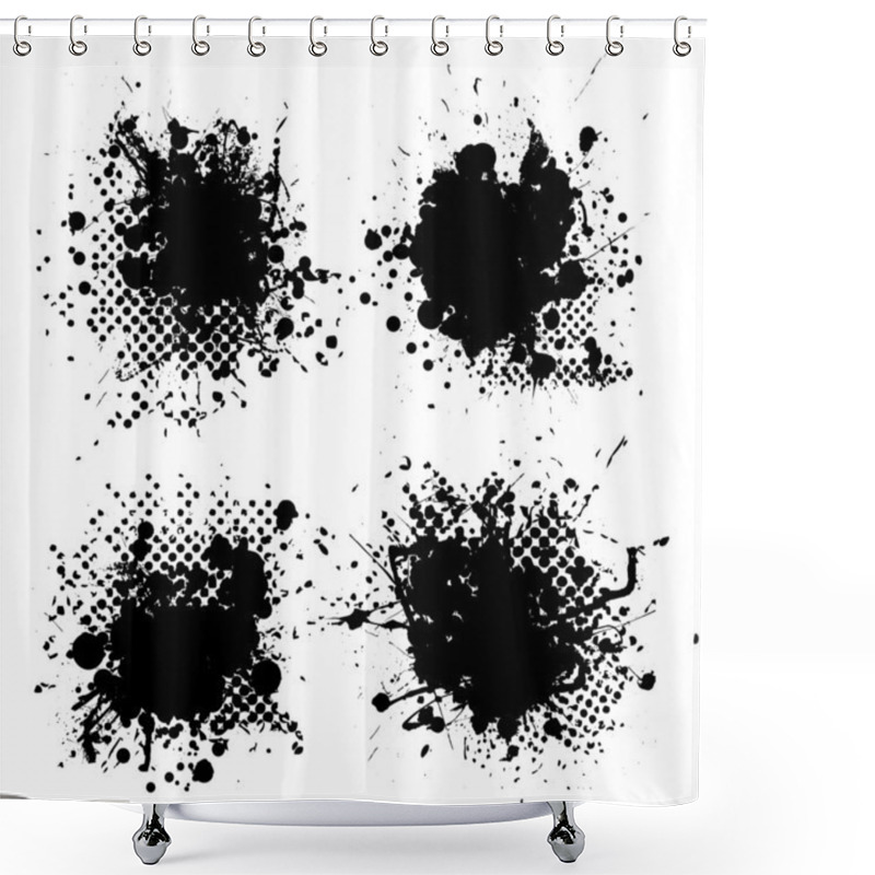 Personality  Small Halftone Ink Splat Shower Curtains