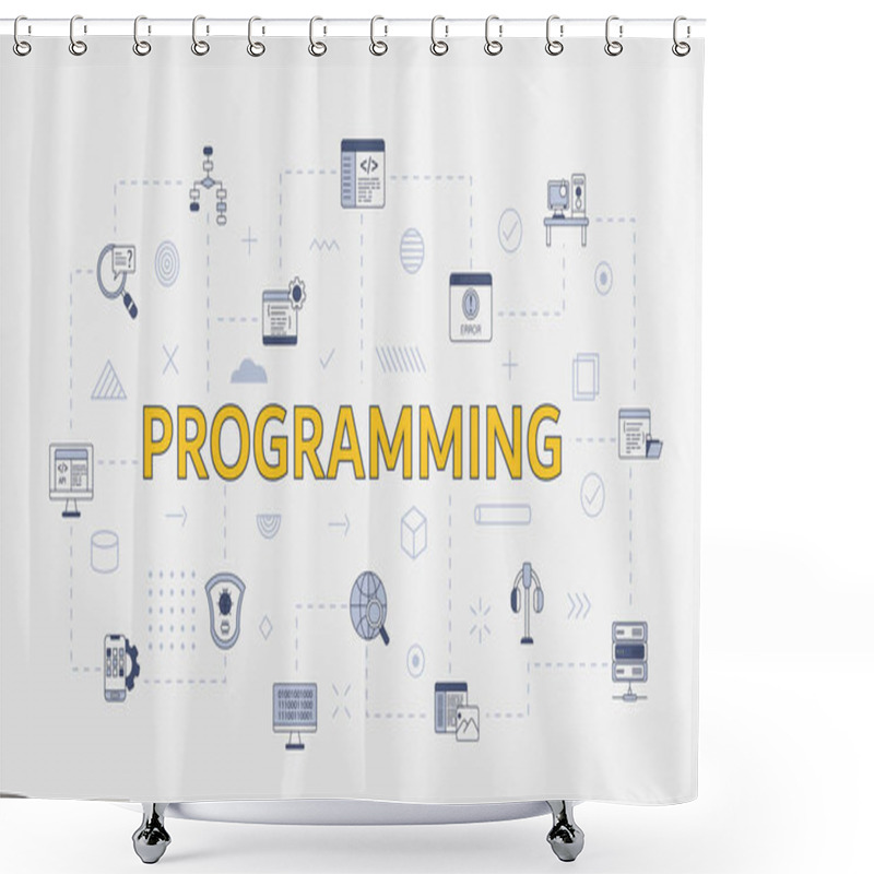 Personality  Programming Concept With Icon Set With Big Word Or Text On Center Vector Illustration Shower Curtains