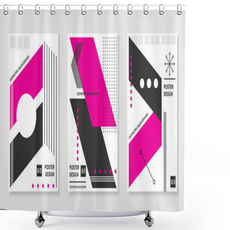 Personality  Covers Templates Set With Trendy Geometric Patterns Shower Curtains