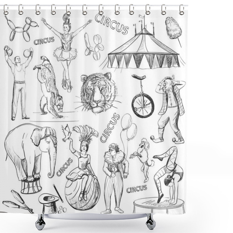 Personality  Circus Performance Decorative Icons Set Shower Curtains