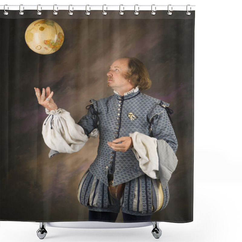 Personality  Shakespeare Tossing Globe. Shower Curtains