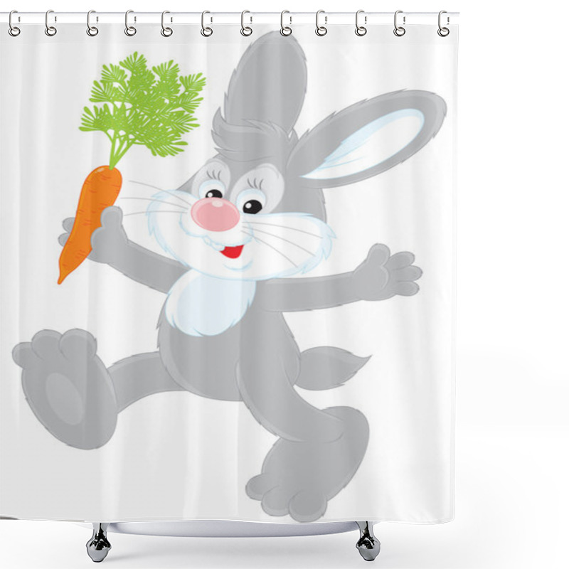 Personality  Bunny With A Carrot Shower Curtains