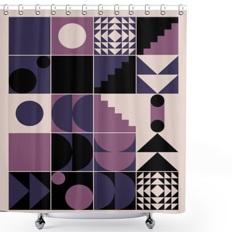 Personality  Minimal Vector Geometric Pattern Design Shower Curtains