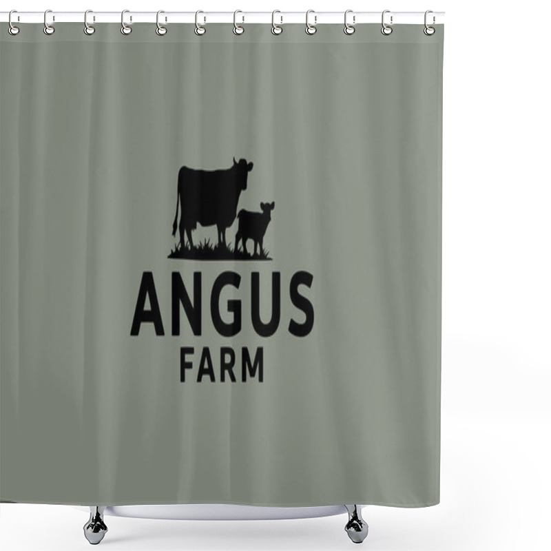 Personality  Angus Farm Logo With Cattle Silhouette Shower Curtains