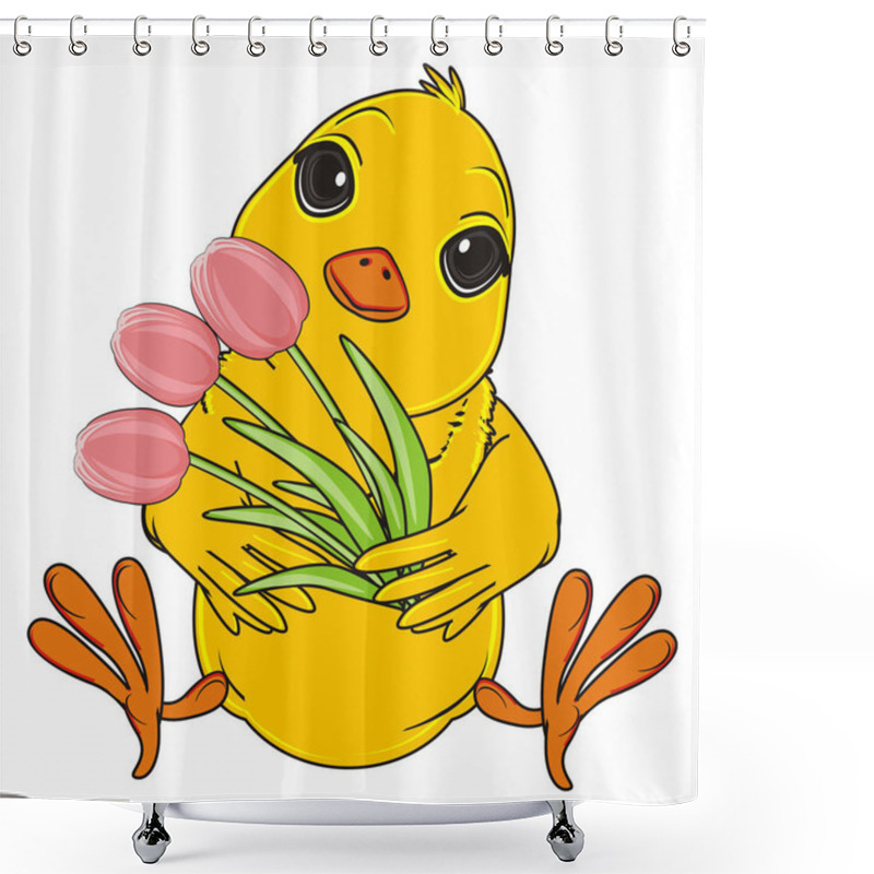 Personality  Cute Yellow Chick Shower Curtains