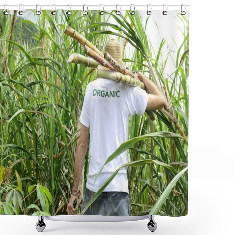 Personality  Farmer Carrying Sugar Cane Shower Curtains