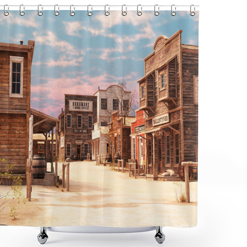 Personality  Illustration Of Downtown Western Settlement Render Shower Curtains