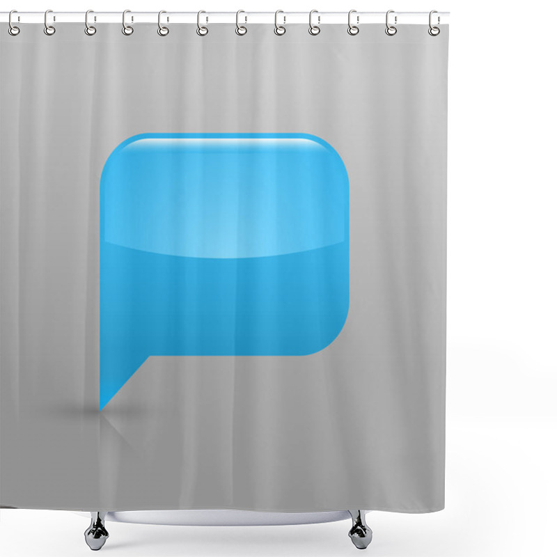 Personality  Blue Glossy Blank Speech Bubble Icon Web Button Shower Curtains