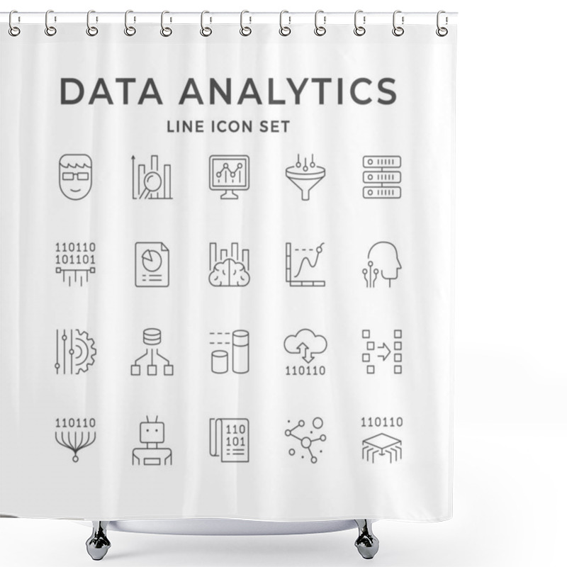 Personality  Set Line Icons Of Data Analytics Shower Curtains