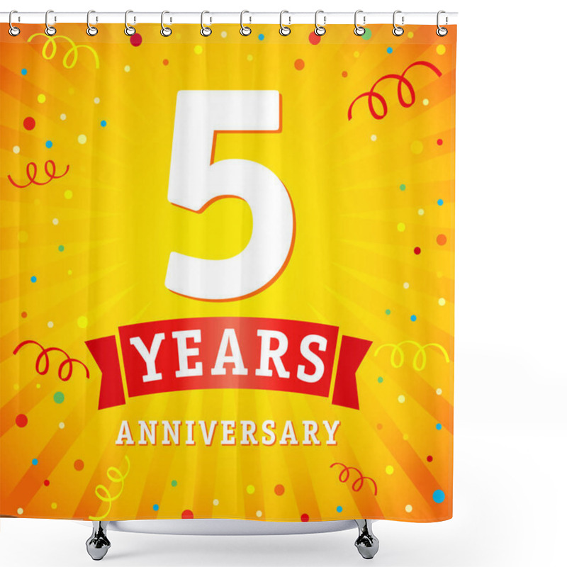 Personality  5 Years Anniversary Logo Celebration Card.  Shower Curtains