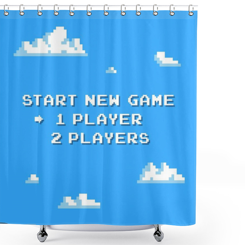 Personality  Pixel Art Start New Game Background With Clouds 8-bit - Isolated Vector Illustration Shower Curtains