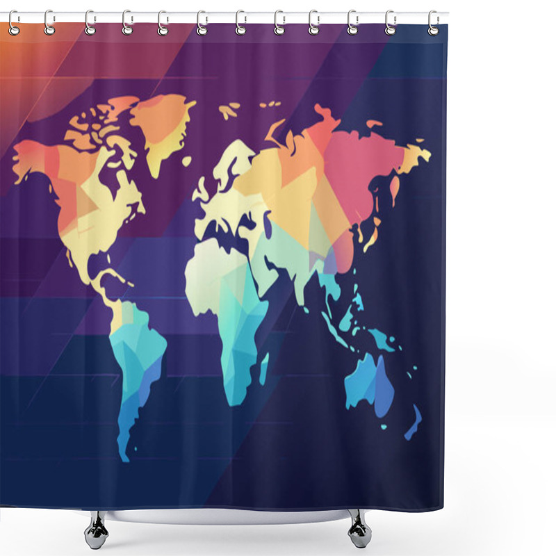 Personality  Stylized World Map In Monochrome With Clean And Minimalist Aesthetic Shower Curtains