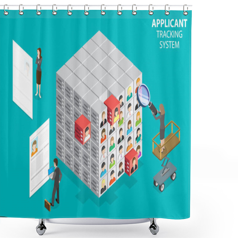 Personality  3D Isometric Flat Vector Conceptual Illustration Of Applicant Tracking System Shower Curtains