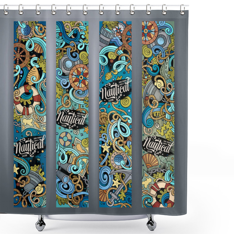 Personality  Cartoon Hand Drawn Doodles Nautical Banners Shower Curtains