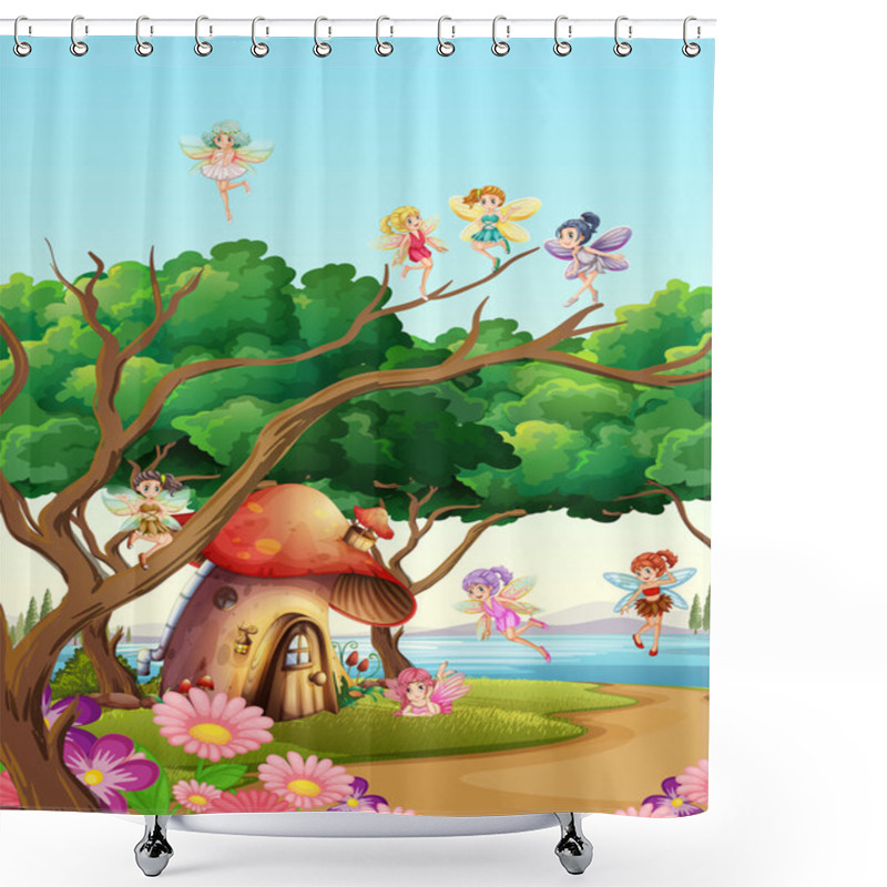 Personality  Fairies Flying In The Garden Shower Curtains