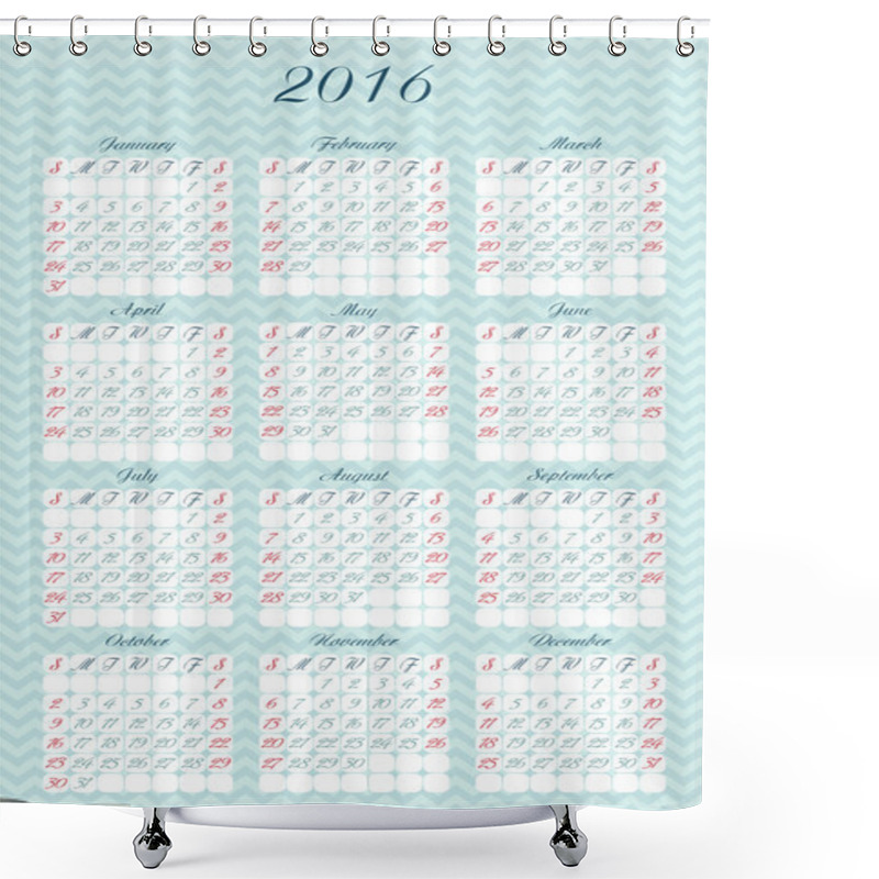 Personality  Calendar With Caligraphic Letters And Numbers Shower Curtains