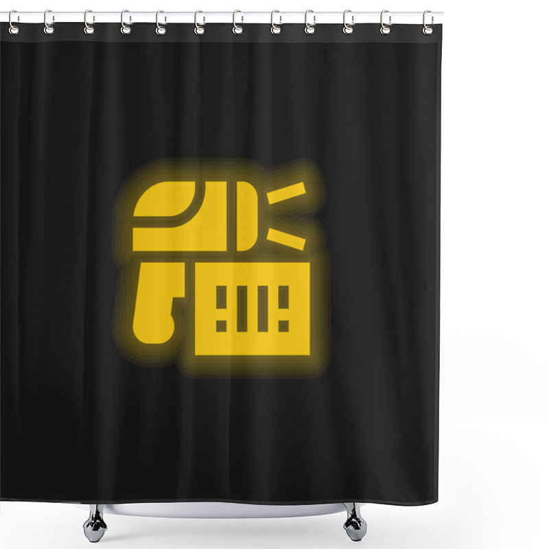 Personality  Bar Code Yellow Glowing Neon Icon Shower Curtains