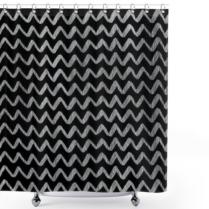 Personality  Silver Hand Drawn Stripes Background, Chevron. Shower Curtains