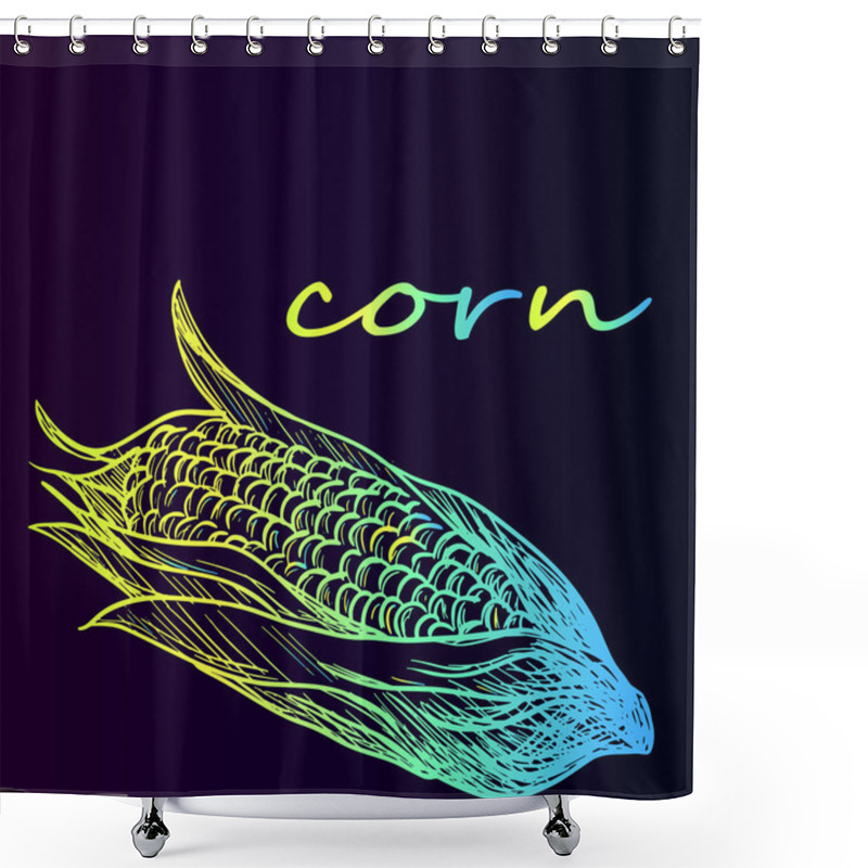 Personality  Corn Agri Culture Is A Neon Sketch. Pop Corn Shower Curtains