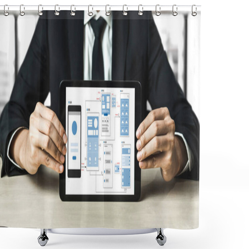 Personality  UX UI Design Process For Modish Mobile Application And Website . Creative Prototype Of Wireframe For Professional App Developer . Shower Curtains