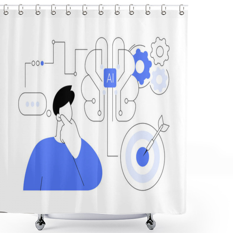 Personality  Data-Driven Decision Support By AI Abstract Concept Vector Illustration. Data Analysis. Generate Data-driven Recommendations, Assisting Decision-makers. AI Technology. Abstract Metaphor. Shower Curtains