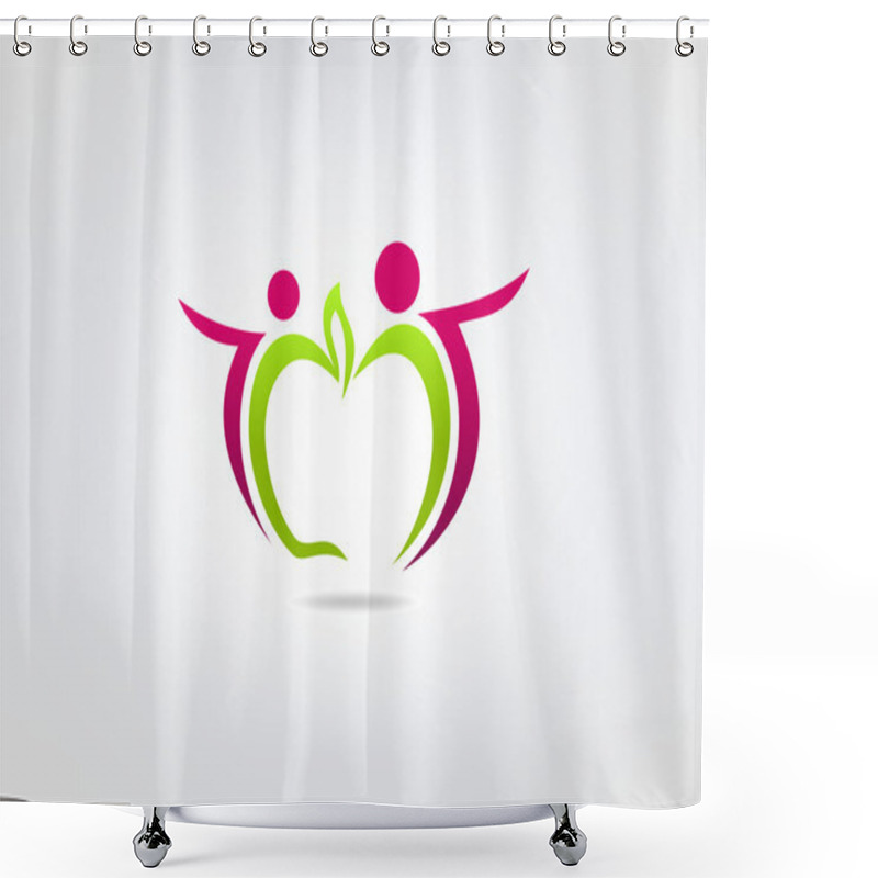 Personality  Healthy Apple People Vector Logo Design, Shower Curtains