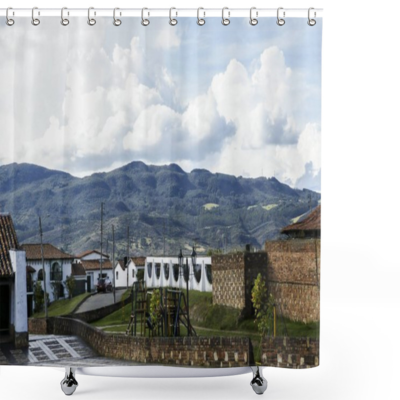 Personality  Main Square In Guatavita Village - Colombia Shower Curtains