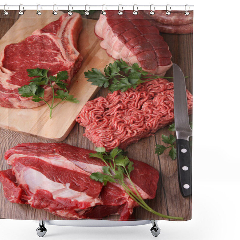 Personality  Raw Beef Shower Curtains