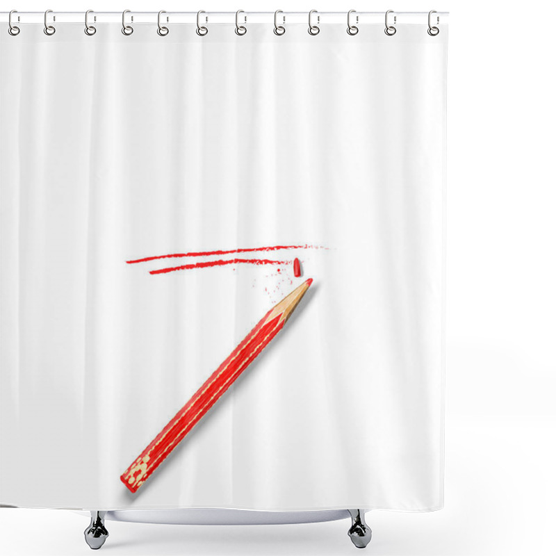 Personality  Broken Red Pencil With Proofreading Double Underlining Realistic 3d Vector, Symbol Of Editor To Correct A Written Copy, Symbolizing To Delete, Censor, Correct, Abridge, Imperfection. Shower Curtains